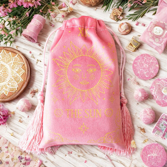 The Sun Vintage Tarot Velvet Drawstring Bag