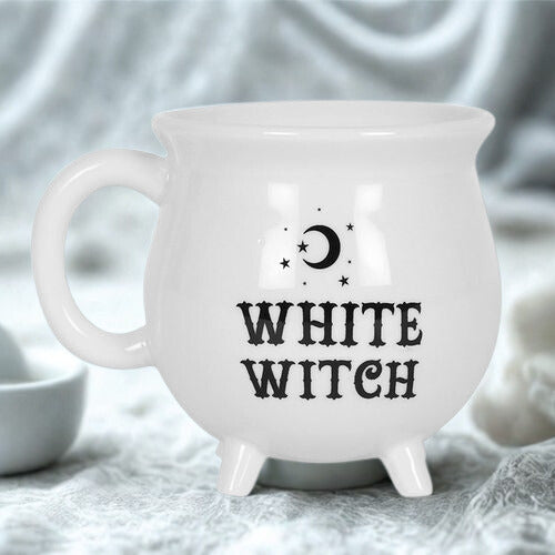 White Witch Cauldron Mug – Magical Ceramic Mug with Gift Box