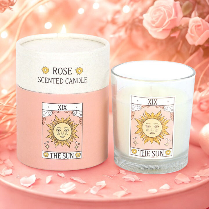 The Sun Tarot Card Rose-Scented Candle – Mystical Décor
