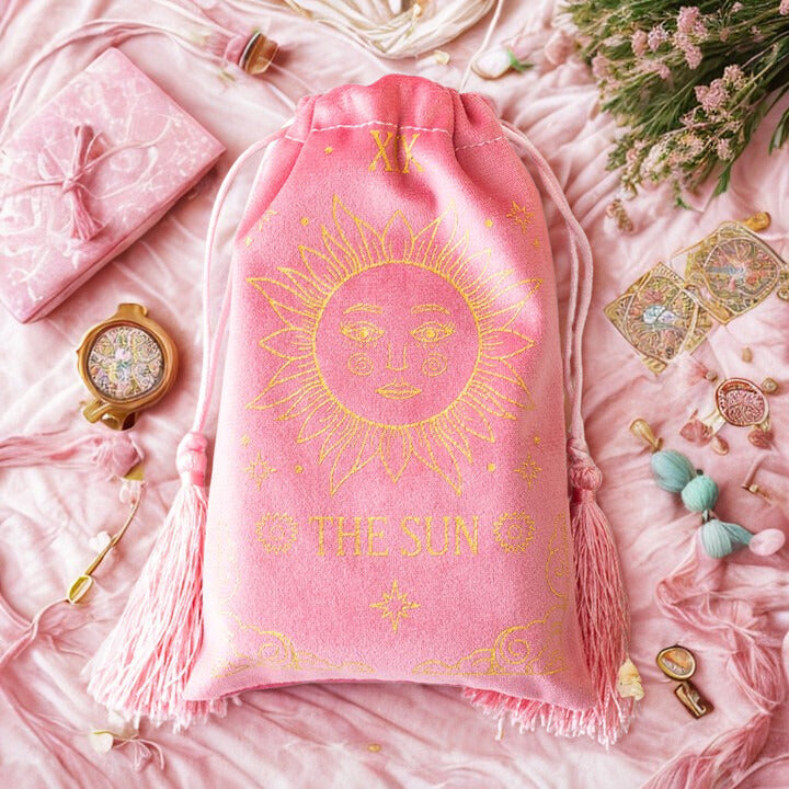 The Sun Vintage Tarot Velvet Drawstring Bag