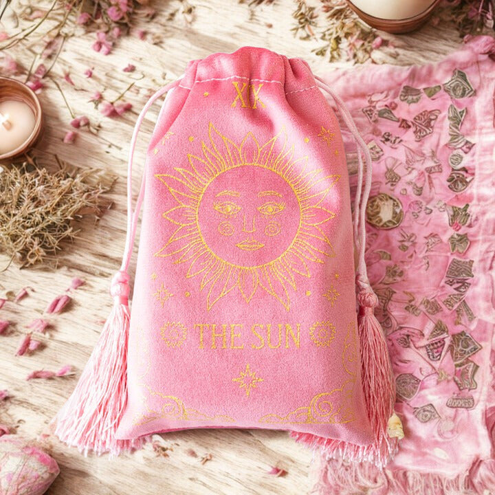 The Sun Vintage Tarot Velvet Drawstring Bag