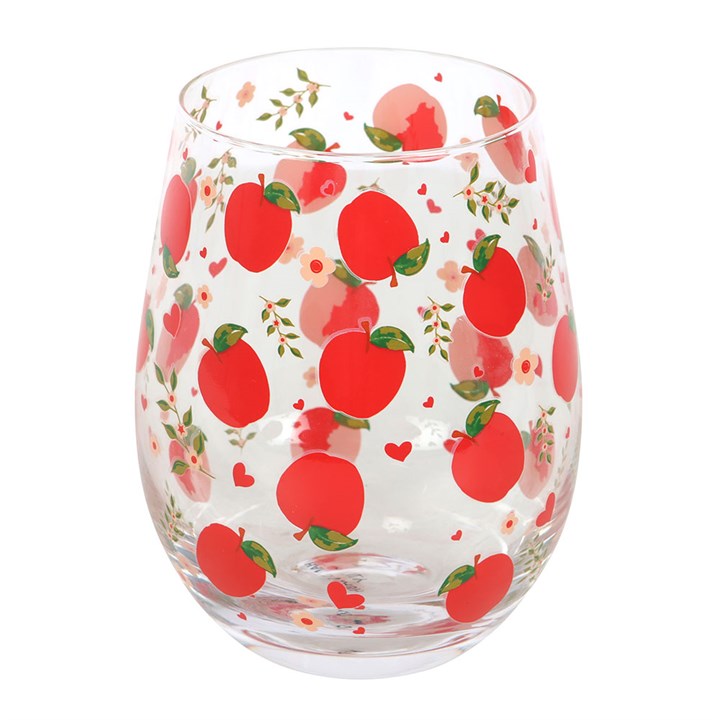 Apple Print Stemless Glass – Stylish Drinkware for Juice, Cider & More