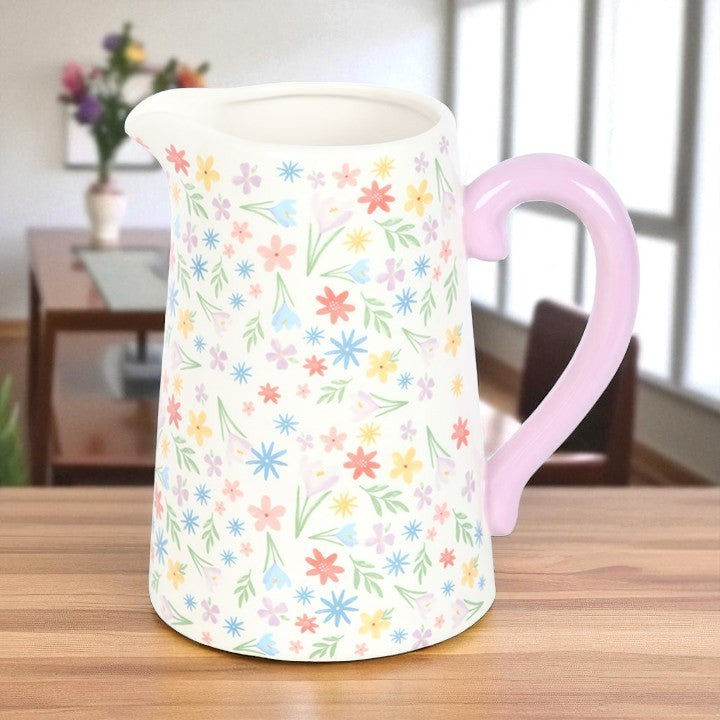Rainbow Bloom Ceramic Flower Jug – Spring Floral Design