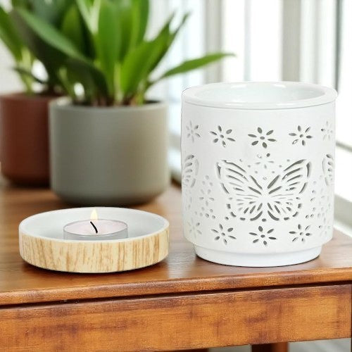 Matte Ceramic Butterfly Oil Burner