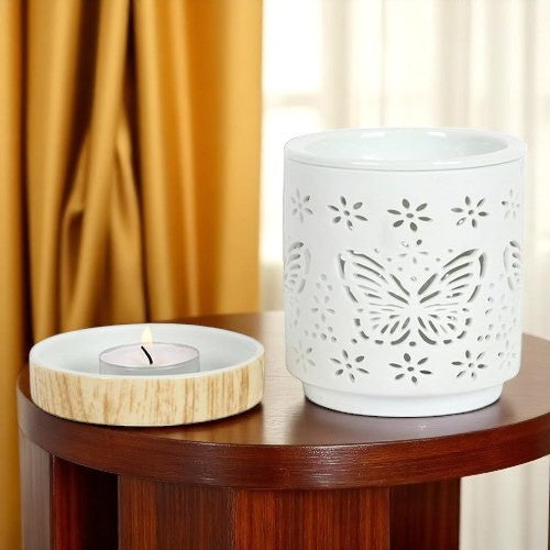 Matte Ceramic Butterfly Oil Burner