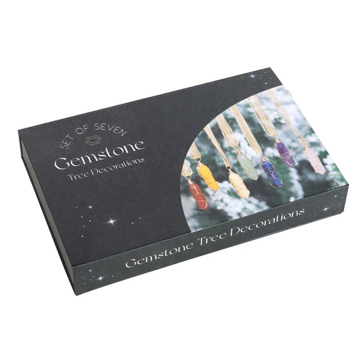 Crystal Christmas Tree Hanging Set – Set of 7 Gemstone Ornaments for Harmony & Joy