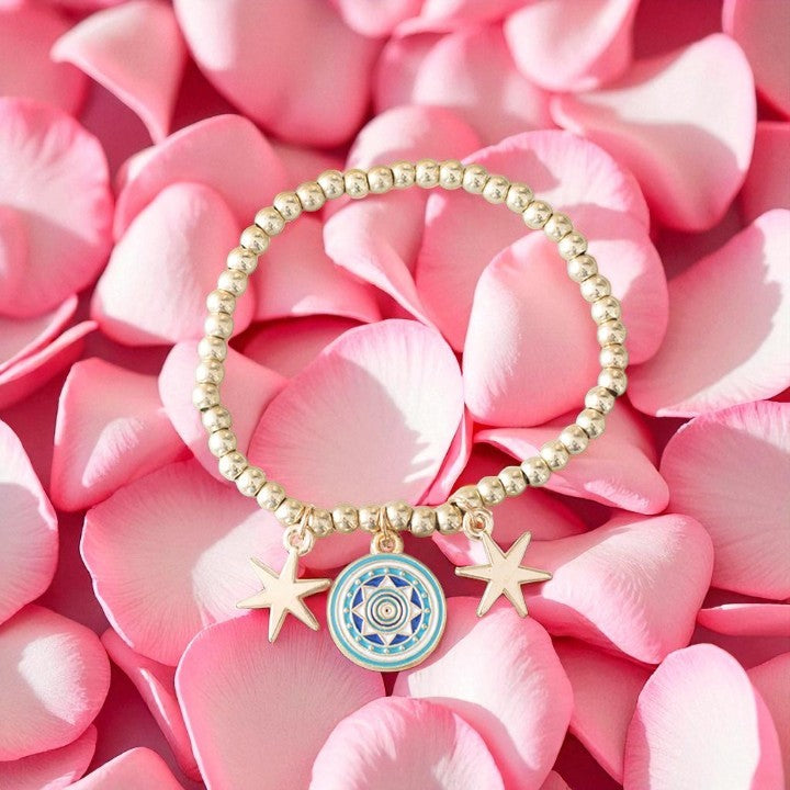 All Seeing Eye Beaded Charm Bracelet
