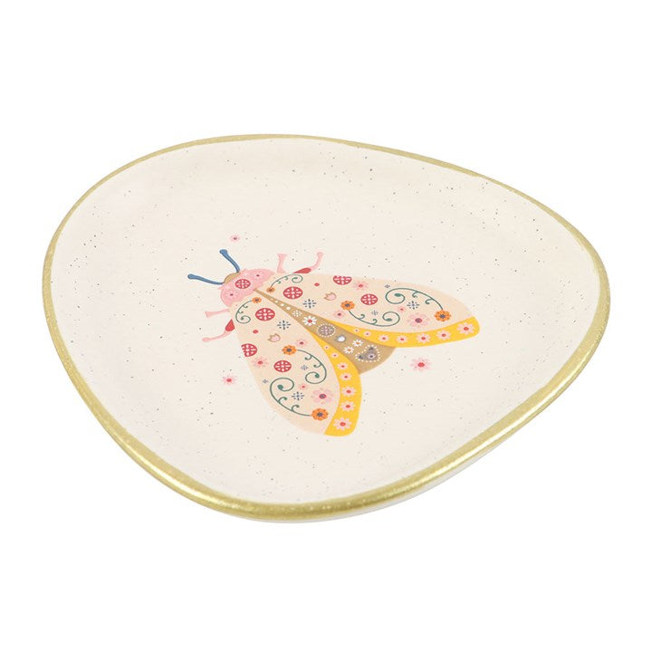Floral Moth Ceramic Trinket Dish – Whimsical Jewellery Holder