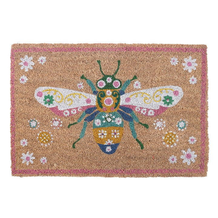 Floral Bug Coir Doormat – Bee Design