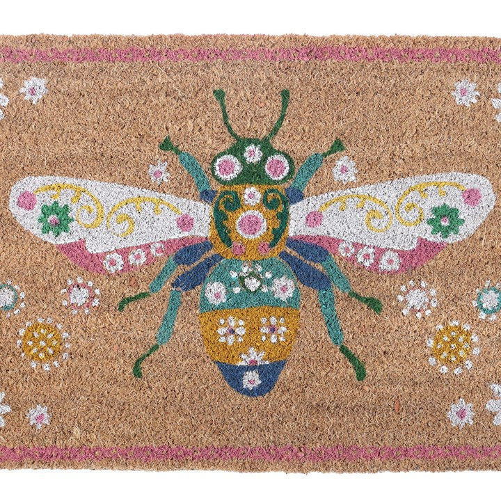 Floral Bug Coir Doormat – Bee Design
