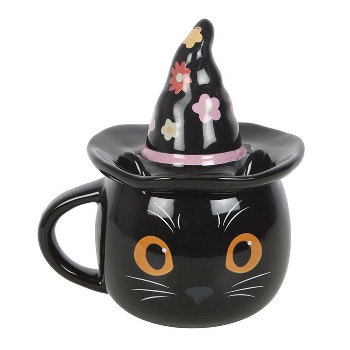 Groovy Witch Cat Ceramic Mug with Lid – 500ml
