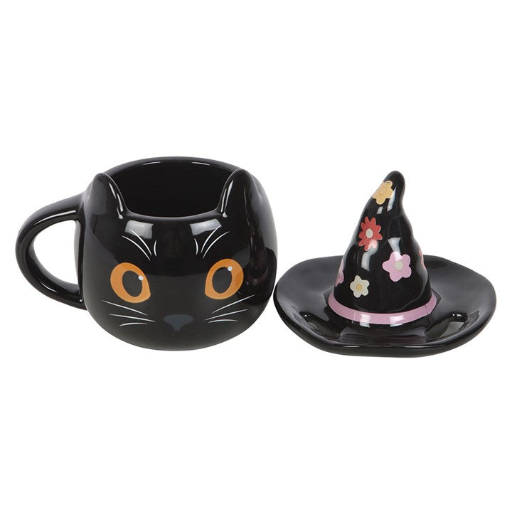 Groovy Witch Cat Ceramic Mug with Lid – 500ml