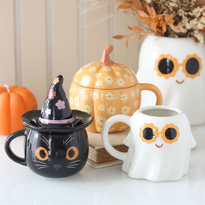 Groovy Witch Cat Ceramic Mug with Lid – 500ml