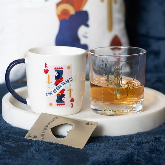 ‘King of My Heart’ Gold Playing Card Drinking Glass – 300ml