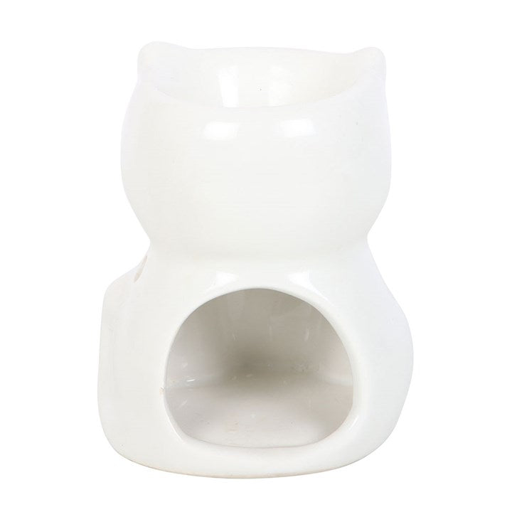 White Happy Cat Oil Burner – Cute Ceramic Fragrance Burner