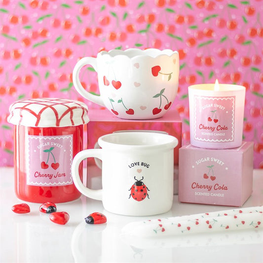 Cherry Heart Scalloped Ceramic Mug – 480ml