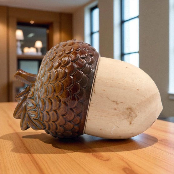 14cm Wooden Acorn Ornament – Rustic Nature-Inspired Home Décor