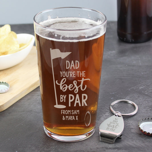 Personalised “Best by Par” Pint Glass & Bottle Opener Gift Set – Golf Lover’s Gift