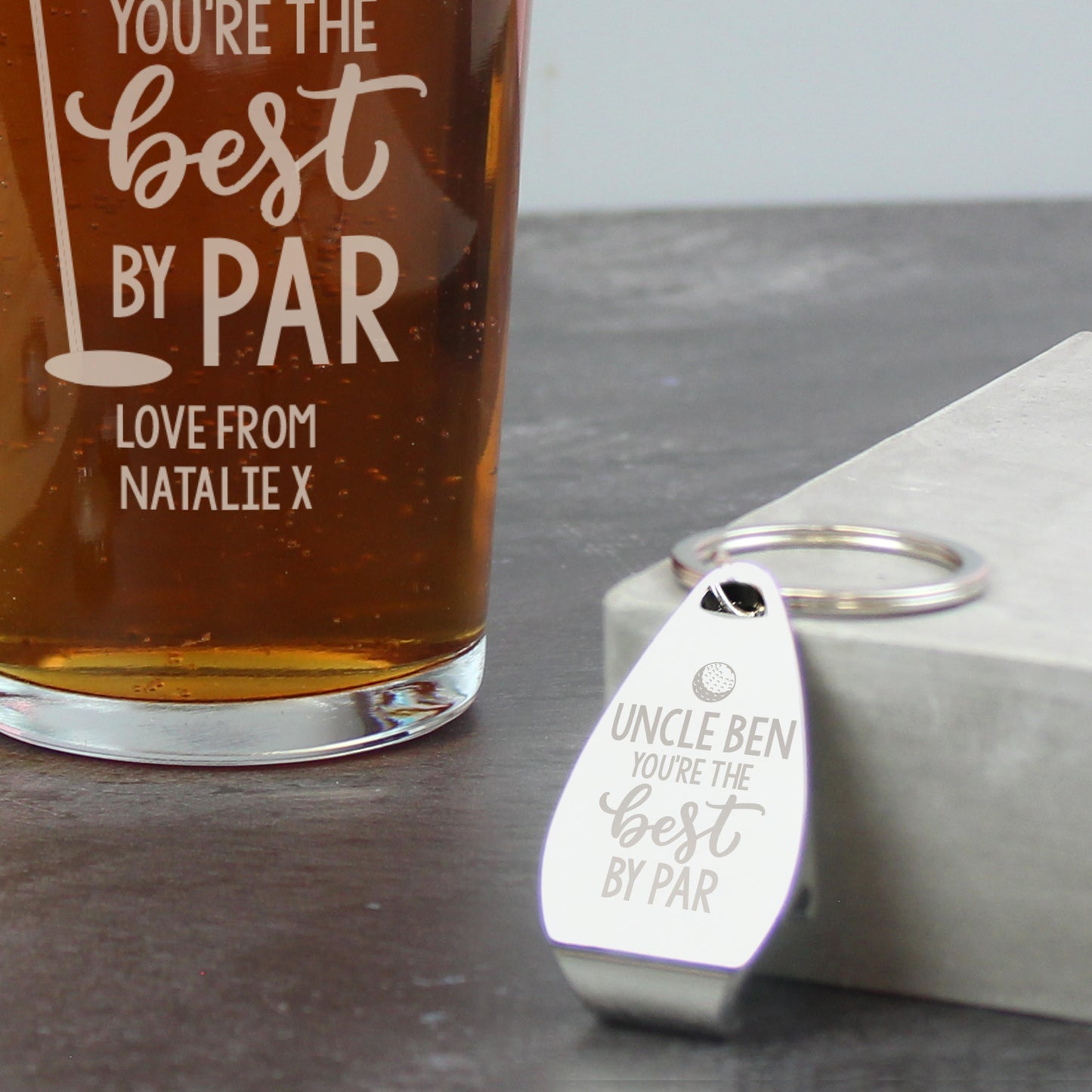 Personalised “Best by Par” Pint Glass & Bottle Opener Gift Set – Golf Lover’s Gift