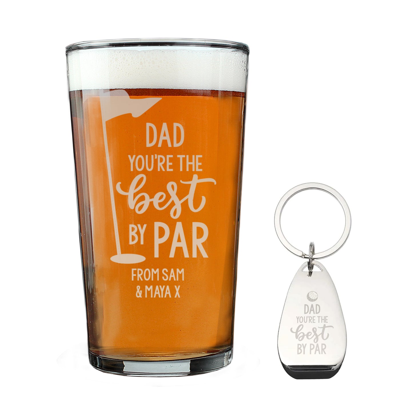 Personalised “Best by Par” Pint Glass & Bottle Opener Gift Set – Golf Lover’s Gift