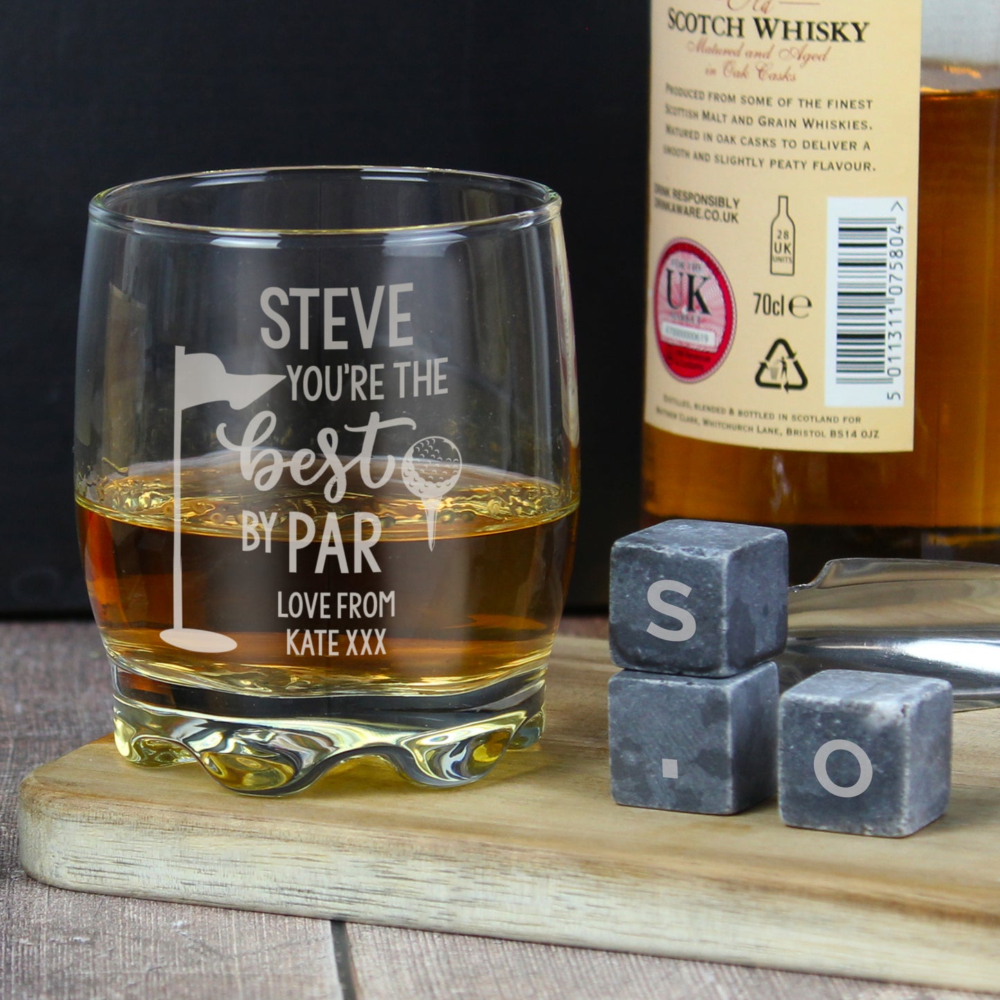 Personalised “Best by Par” Whisky Glass & Whisky Stones Gift Set – Golf Lover’s Gift
