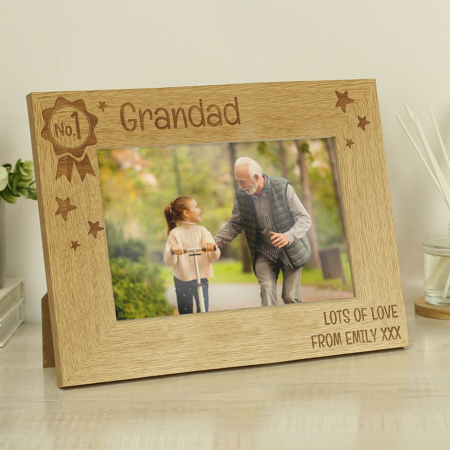 Personalised “Super Dad” Wooden Landscape Photo Frame – 6x4 Oak Veneer Gift
