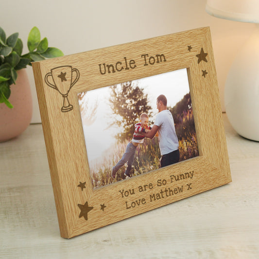 Personalised “Simply the Best” Wooden Landscape Photo Frame – 6x4 Trophy Design Gift