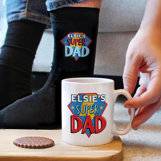 Personalised ‘Super Dad’ Mug & Socks Gift Set