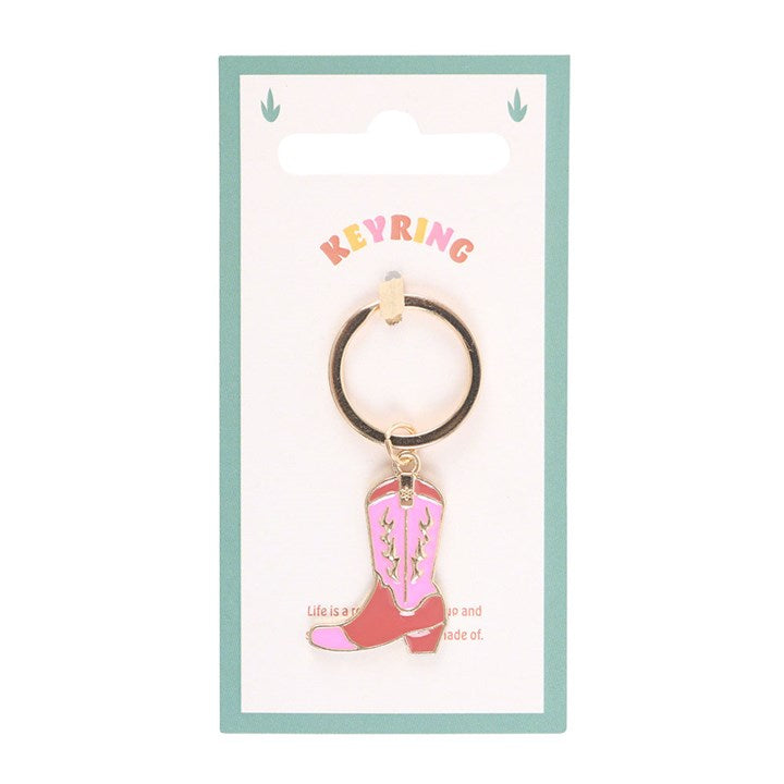 Girly Pink Cowboy Boot Keyring – ‘Life Is a Rodeo’ Gift