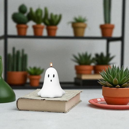10cm Unscented Ghost Candle – Spooky Halloween Decoration