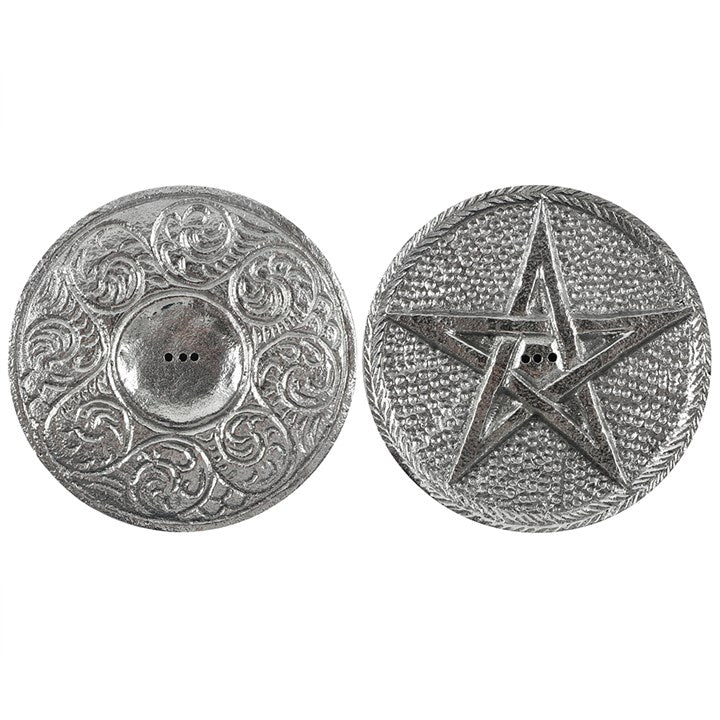 10cm Silver Pentagram Incense Holder – Sticks & Cones