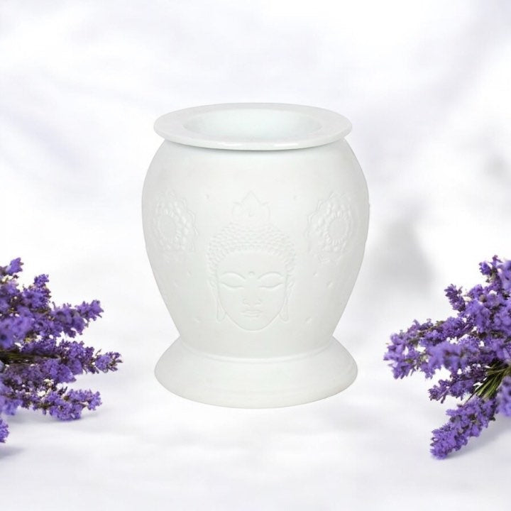 White Ceramic Buddha Electric Oil Burner and Wax Warmer