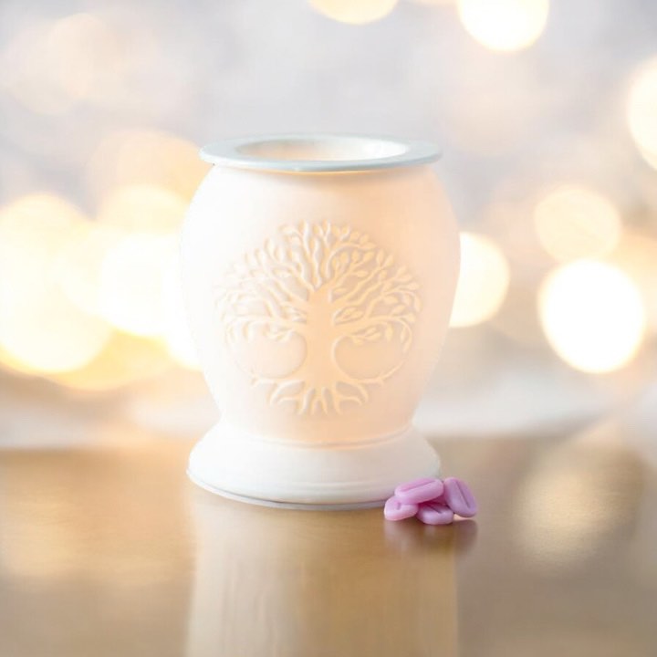 Tree of Life White Ceramic Electric Oil Burner and Wax Warmer