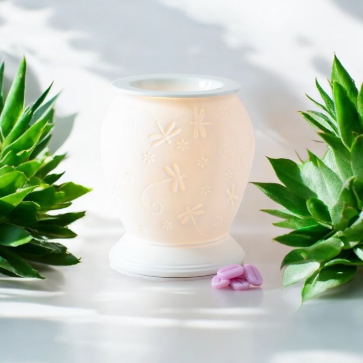 Dragonfly White Ceramic Electric Burner and Wax Warmer