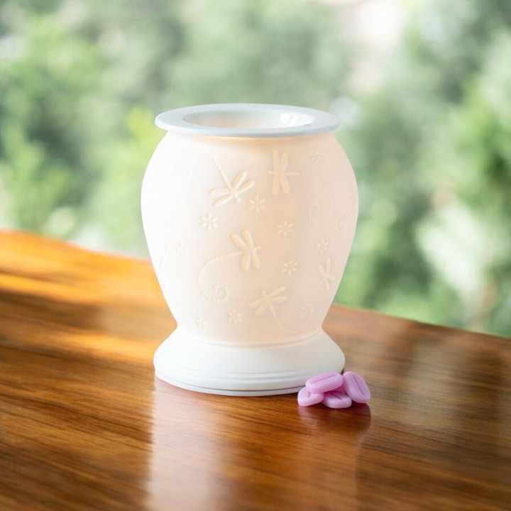 Dragonfly White Ceramic Electric Burner and Wax Warmer