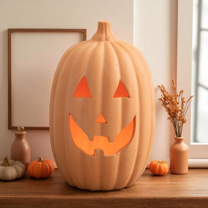 23cm Terracotta Pumpkin Ornament – Halloween Décor