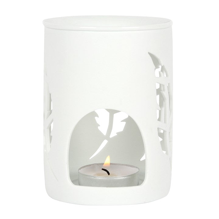 White Feather Cut Out Oil Burner – Elegant Fragrance & Cosy Glow