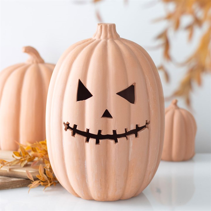 30cm Terracotta Pumpkin Ornament – Halloween Decor