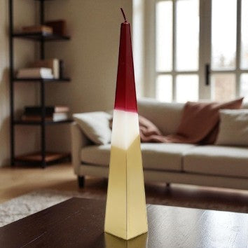 32cm Red and Gold Pyramid Candle