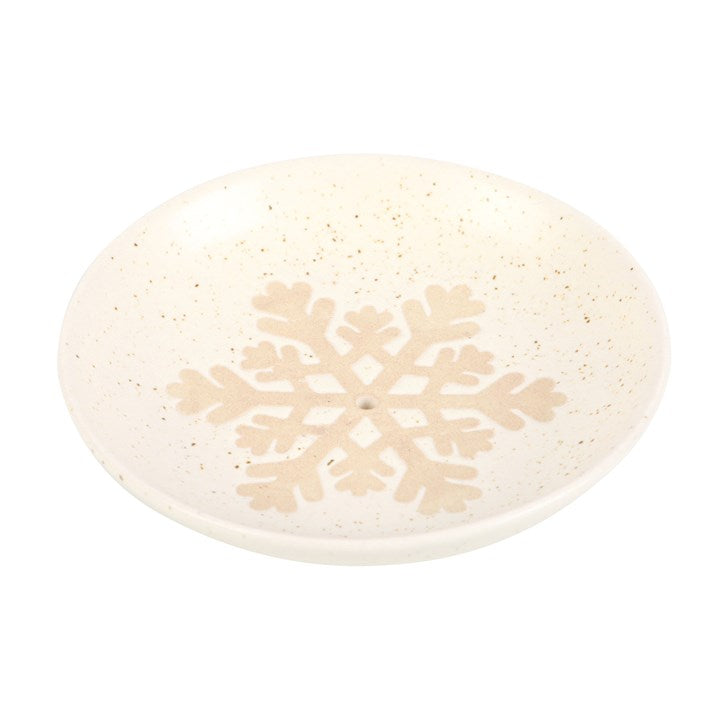 Snowflake Festive Incense Plate – Speckled Off-White Ash Catcher