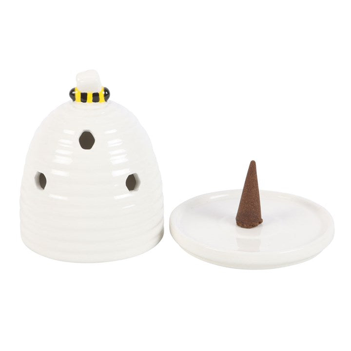 White Beehive Incense Cone Holder – Adorable Nature-Inspired Décor
