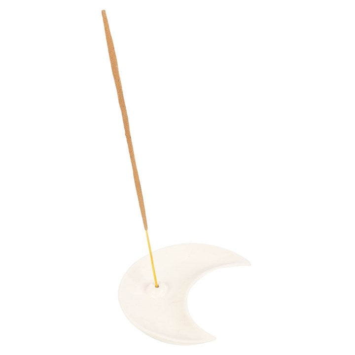 White Crescent Moon Incense Stick Holder – Celestial Ceramic Décor
