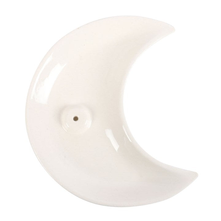 White Crescent Moon Incense Stick Holder – Celestial Ceramic Décor