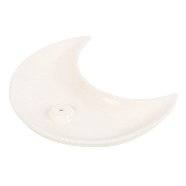 White Crescent Moon Incense Stick Holder – Celestial Ceramic Décor