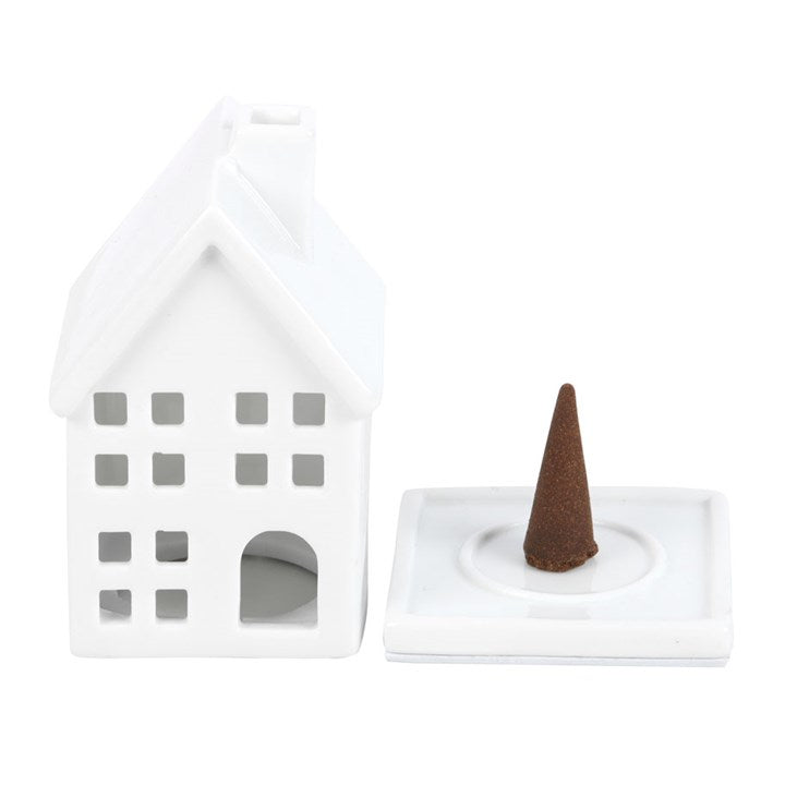 White House Incense Cone Holder – Timeless Ceramic Home Fragrance