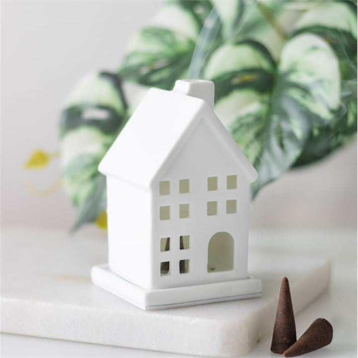 White House Incense Cone Holder – Timeless Ceramic Home Fragrance