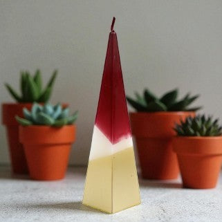 20cm Red and Gold Pyramid Candle – Contemporary Decorative Candle
