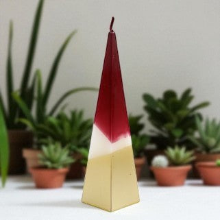20cm Red and Gold Pyramid Candle – Contemporary Decorative Candle