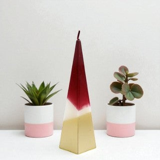 20cm Red and Gold Pyramid Candle – Contemporary Decorative Candle