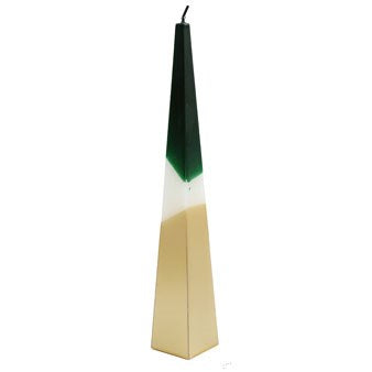 32cm Green & Gold Pyramid Candle